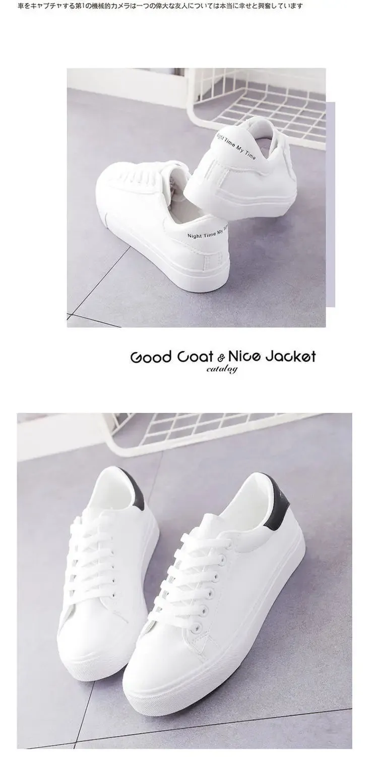 2024 Women Sneakers Fashion Breathble Vulcanized Shoes Pu Leather Platform Shoes White Lace Up Casual Shoes Zapatos Mujer
