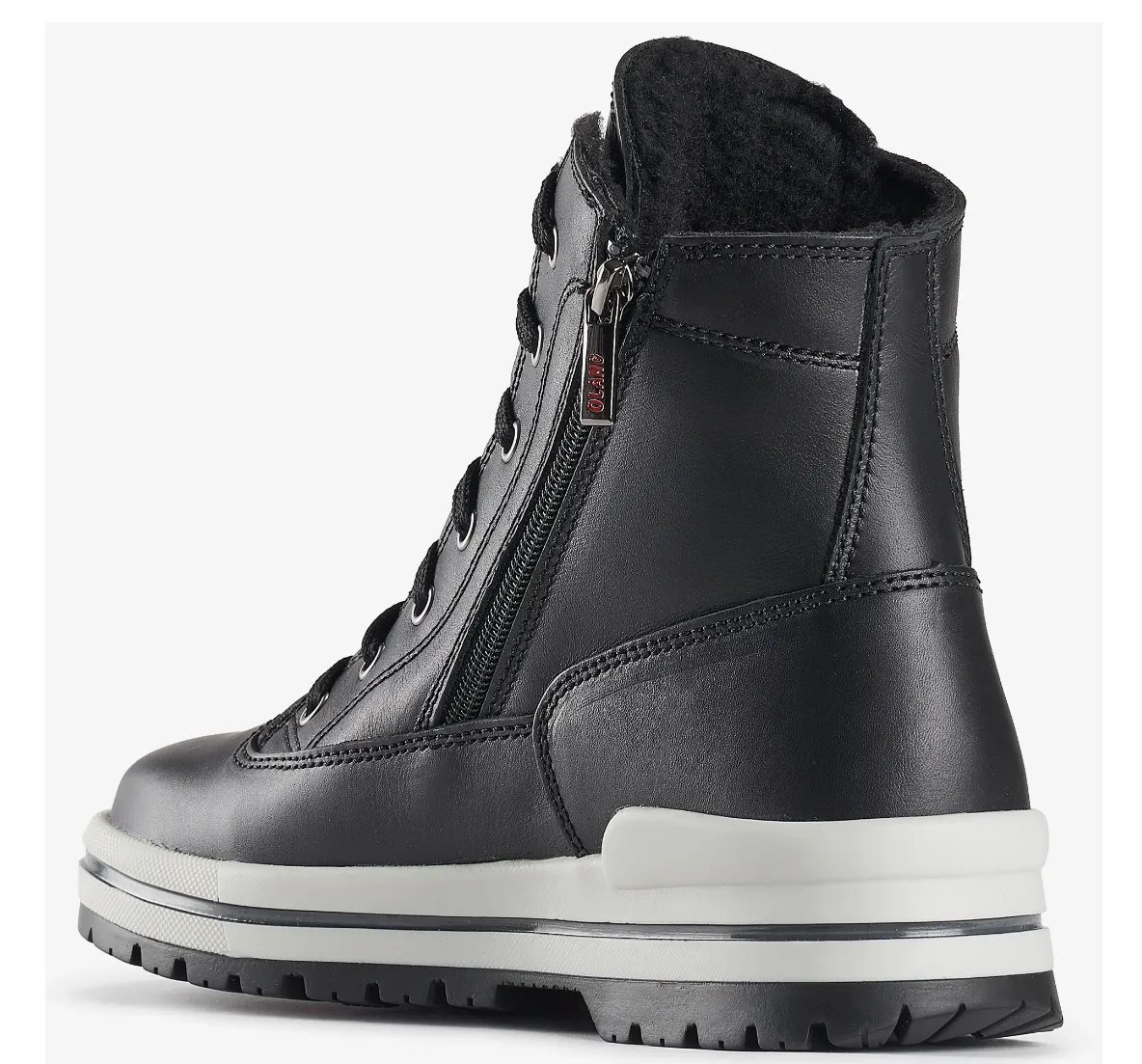 Olang 'Rita" Black/white leather winter boot ice cleat -30